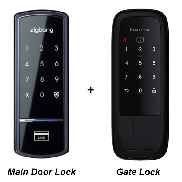 Samsung Zigbang SHS-1321 Digital Door Lock and Igloohome RM2 Gate Lock Bundle