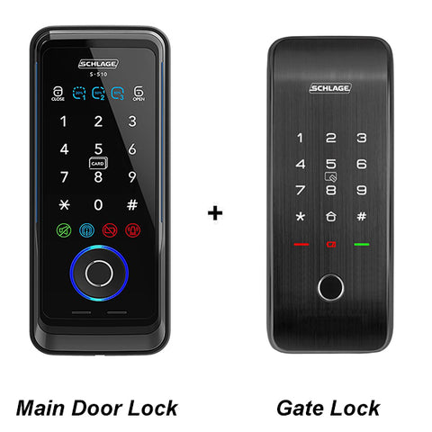 Schlage S-6000 Fire Rated Digital Door Lock and S818 Gate Lock Bundle