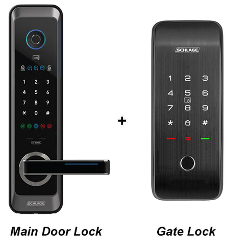 Schlage S7100 Digital Door Lock and Schlage S818 Gate Lock Bundle