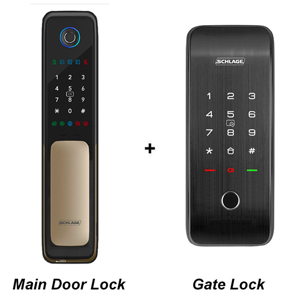 Schlage S7100 Digital Door Lock and Schlage S818 Gate Lock Bundle